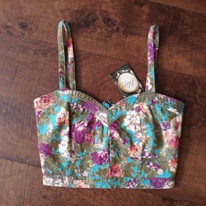 Teal Floral Bustier Size Small